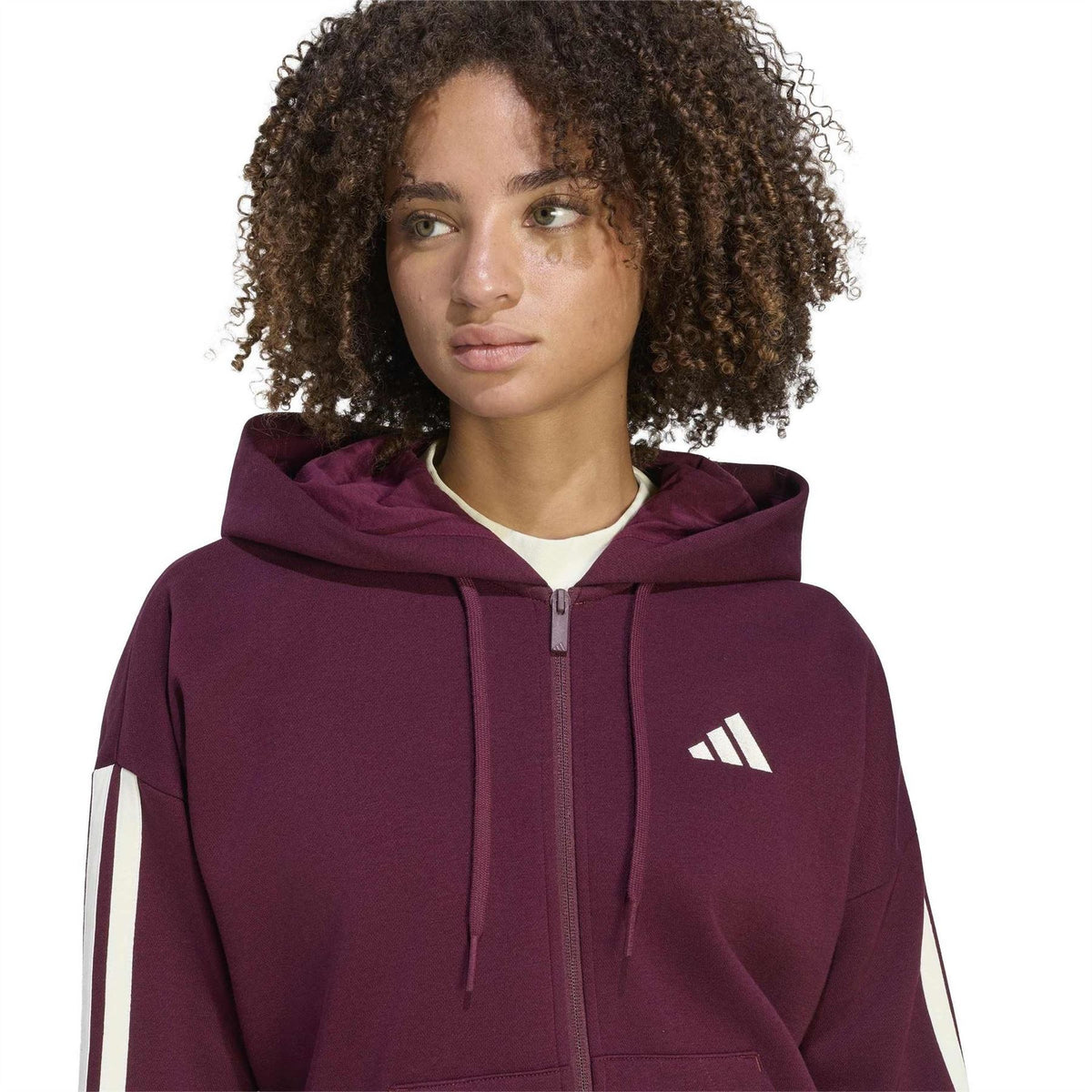 adidas Womens 3 Stripe Zip Track Hoodie