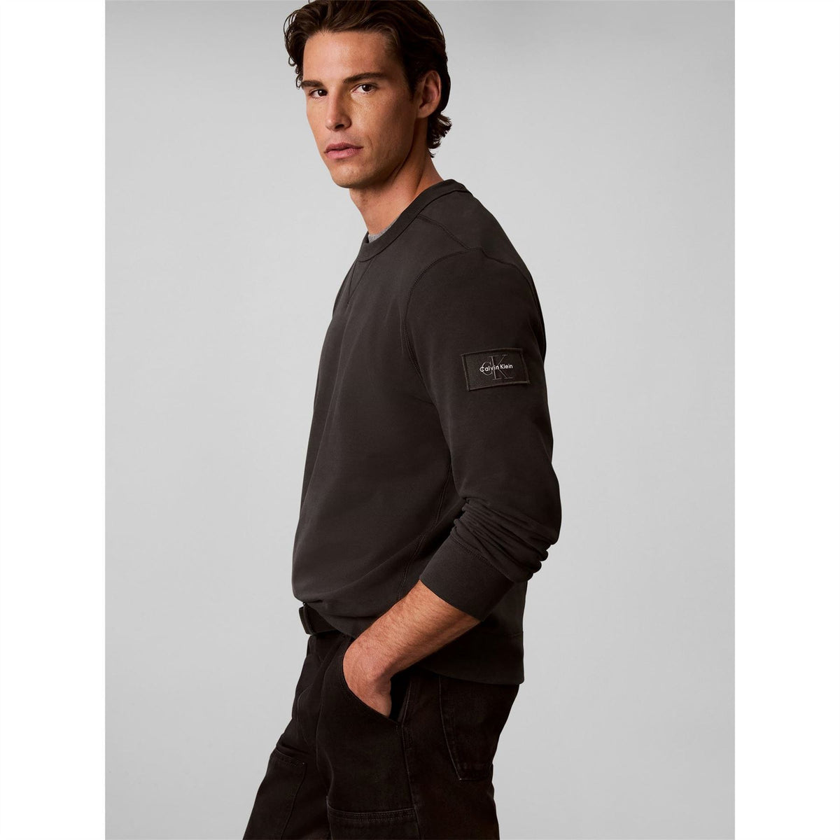 Calvin Klein Jeans Sleeve Badge Cotton Crew Neck Sweatshirt