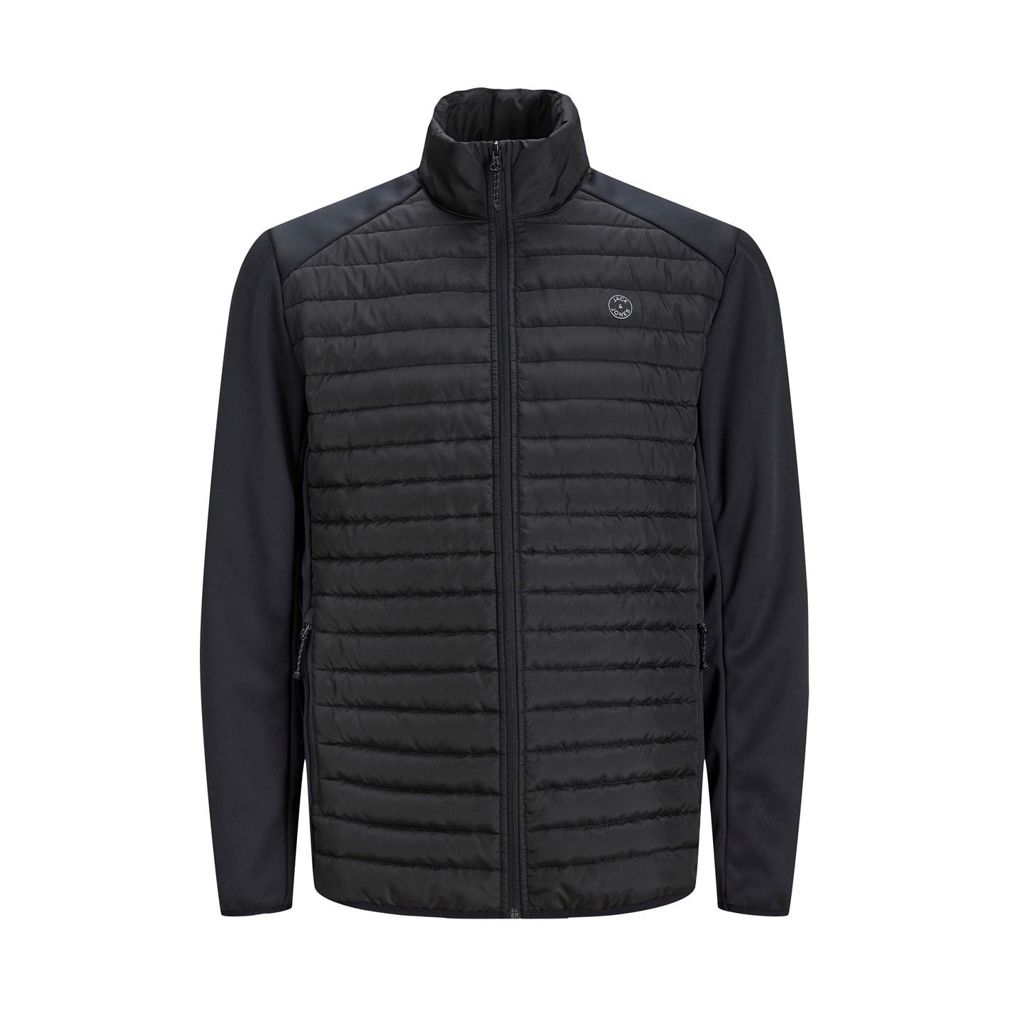 Jack and Jones Solid Patterned Puffer Jacket with Zipped Pocket and Ribbed Cuff