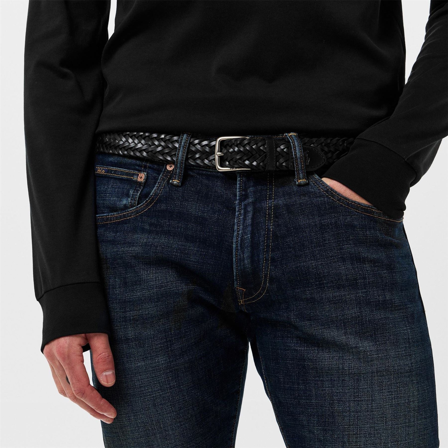 Polo Ralph Lauren Leather Weave Pin Buckle Belt