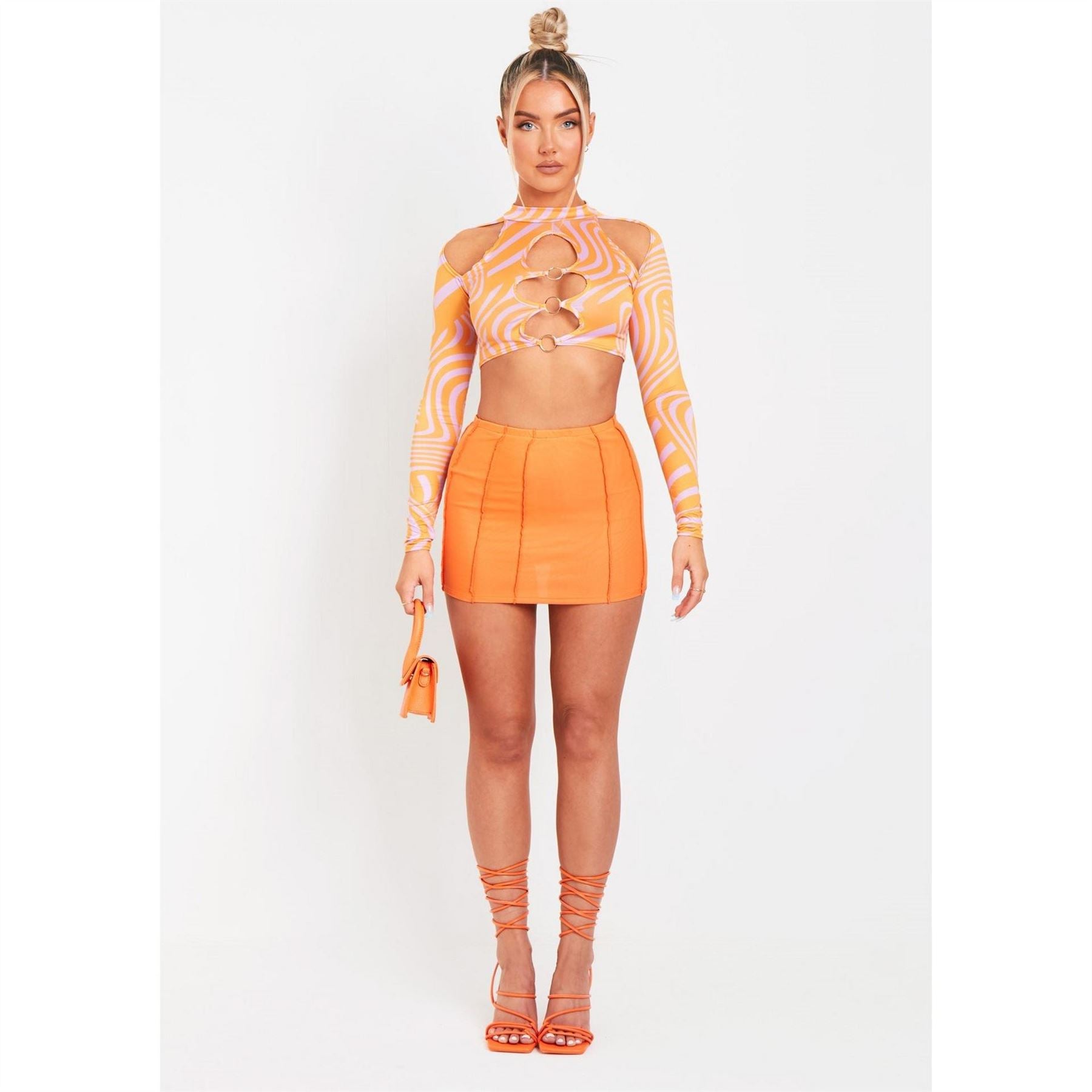 Missy Empire Cut Out Long Sleeve Crop Top
