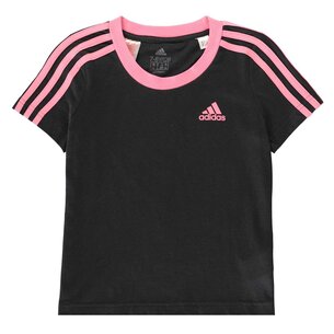 adidas 3 Stripe T Shirt Junior Girls