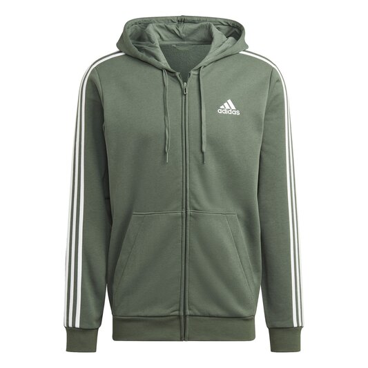 adidas Fleece 3 Stripes Full Zip Hoodie Mens