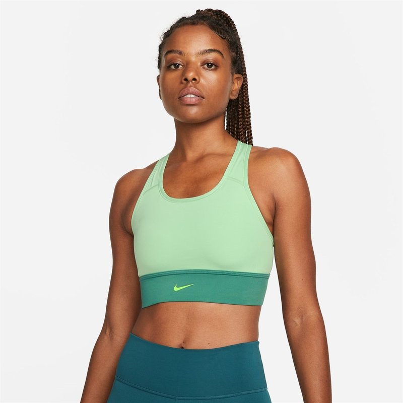 Nike Dri FIT Swoosh Womens Medium Support 1 Piece Padded Longline Sports Bra