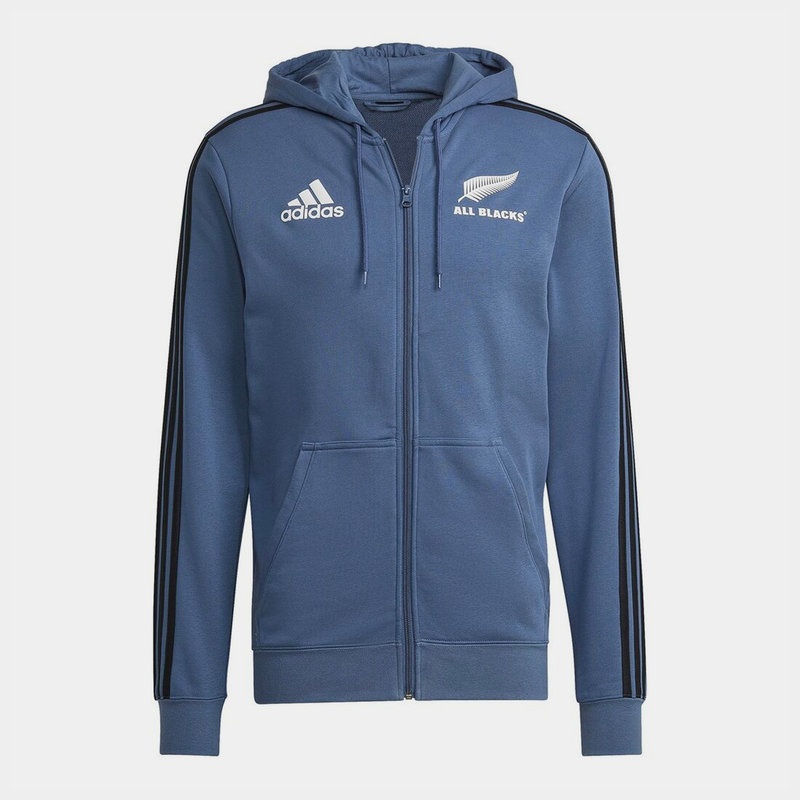 adidas All Blacks 3 Stripes Full Zip Hoodie Mens