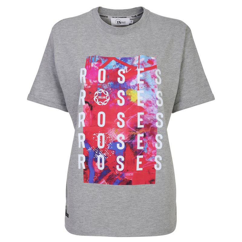 England Netball Roses Text Repeat Ladies T Shirt