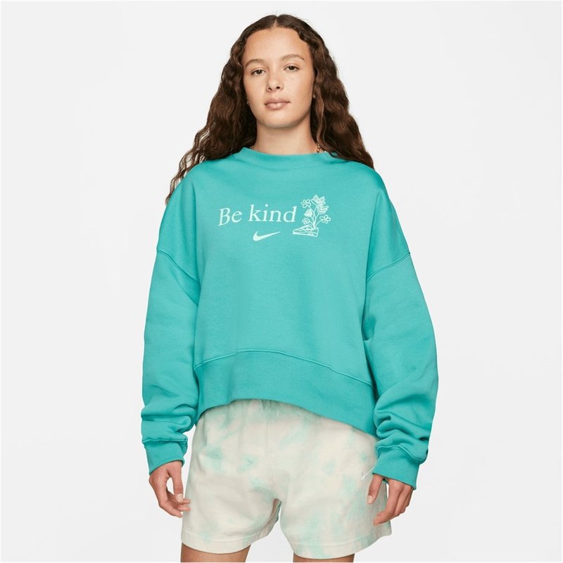 Nike Be Kind Fleece Crew Sweater Top Womens