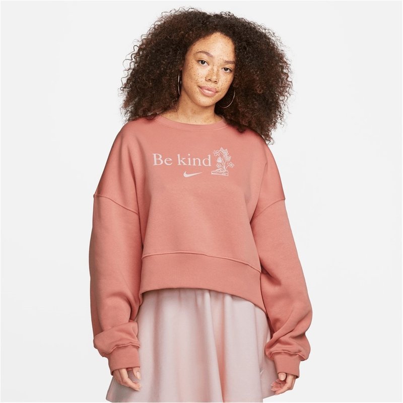 Nike Be Kind Fleece Crew Sweater Top Womens