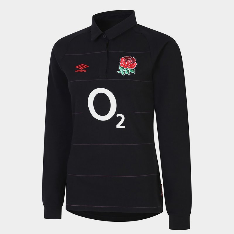 Umbro England Away Classic Licensed Long Sleeve Rugby Shirt 2022 2023 Womens