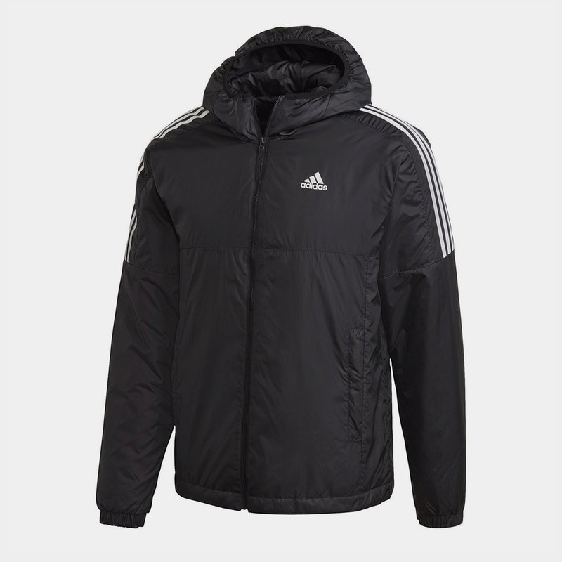 adidas 3 Stripe Essential Hooded Jacket Mens