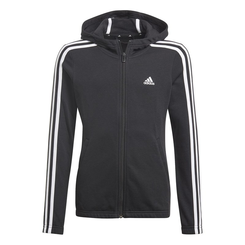 adidas Essential 3 Stripe Hoodie Juniors