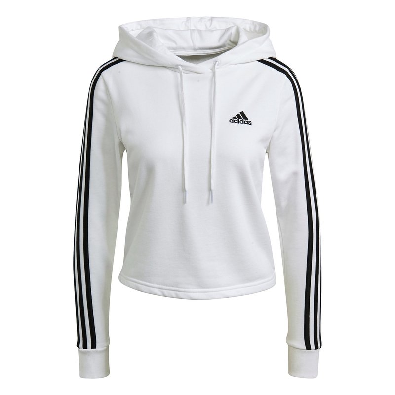 adidas 3 Stripe Crop Hoodie Womens