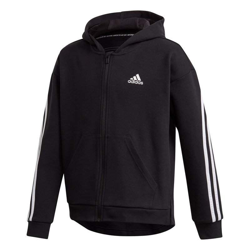 adidas 3 Stripe Zip Hoodie Juniors