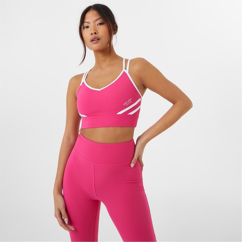 Jack Wills Active Stripe Cross Back Sports Bra