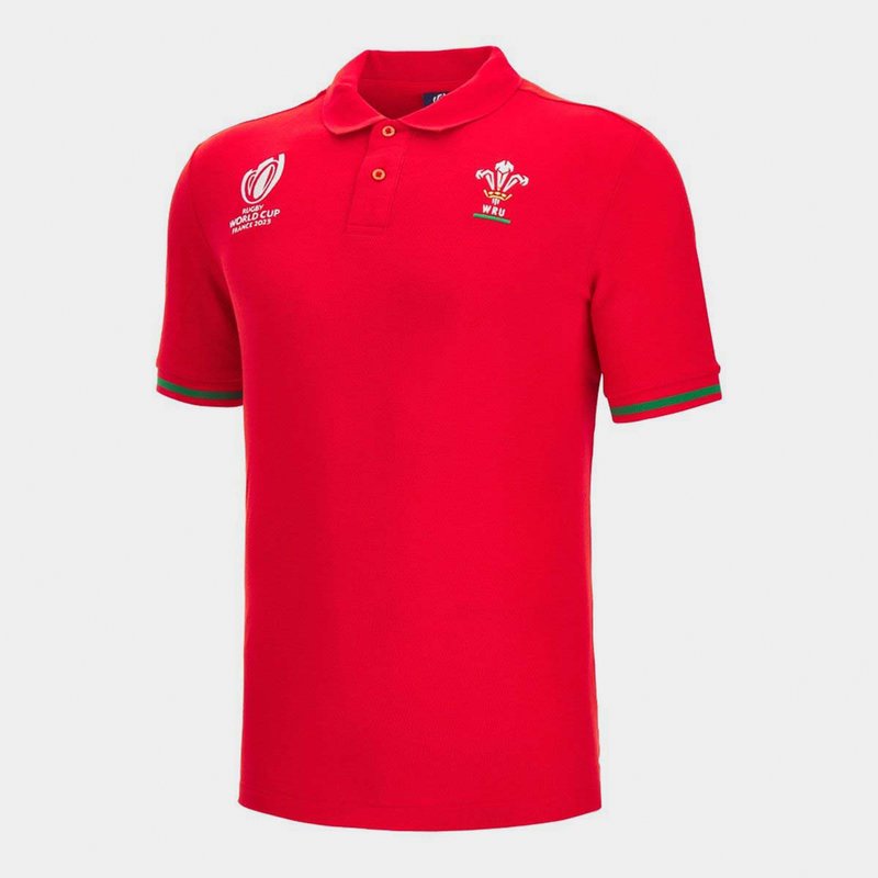 Macron Wales RWC 2023 Supporters Mens Polo Shirt