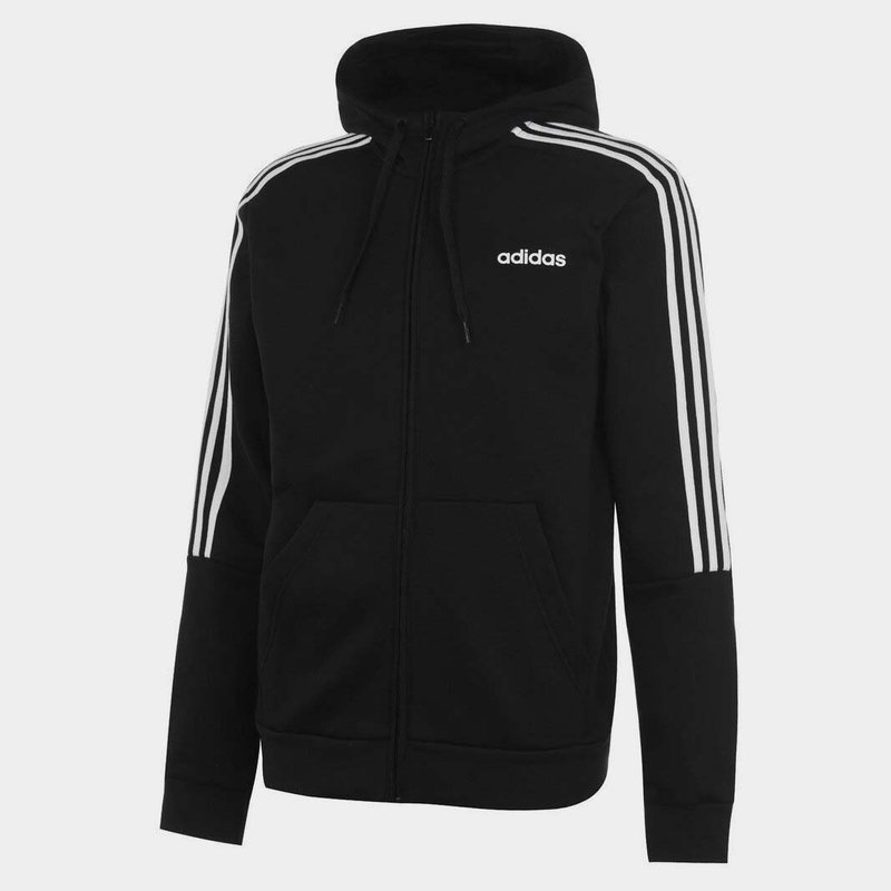 adidas Fleece 3 Stripes Full Zip Hoodie Mens