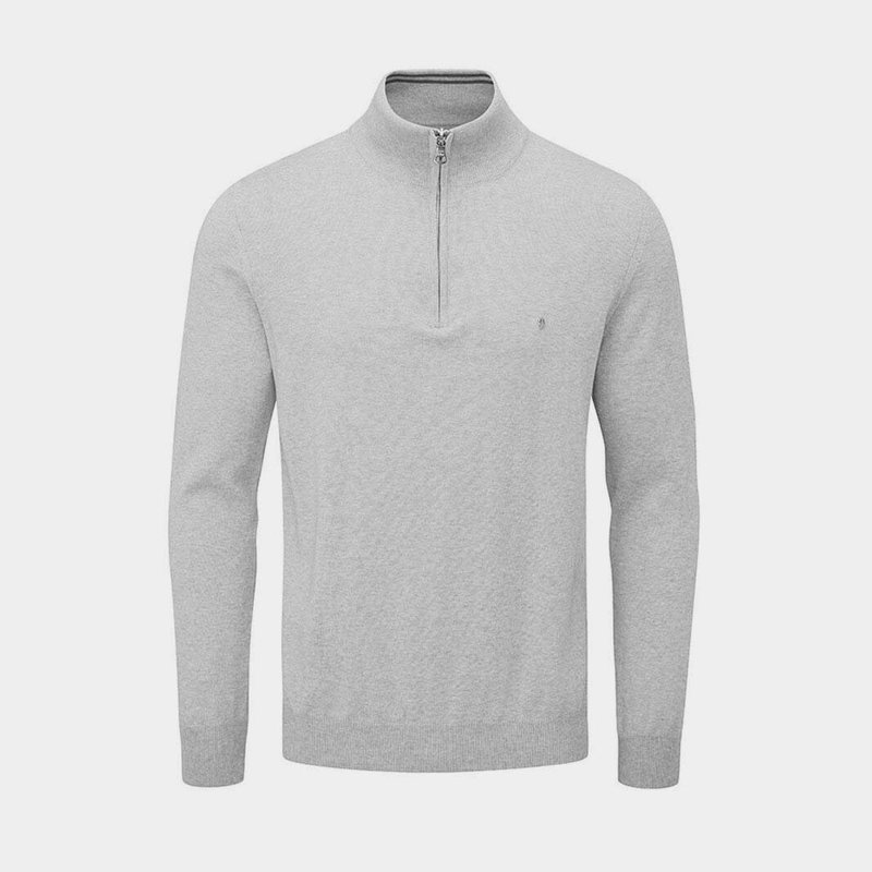 Oscar Jacobson Pin Cotton Zip Neck Sweater