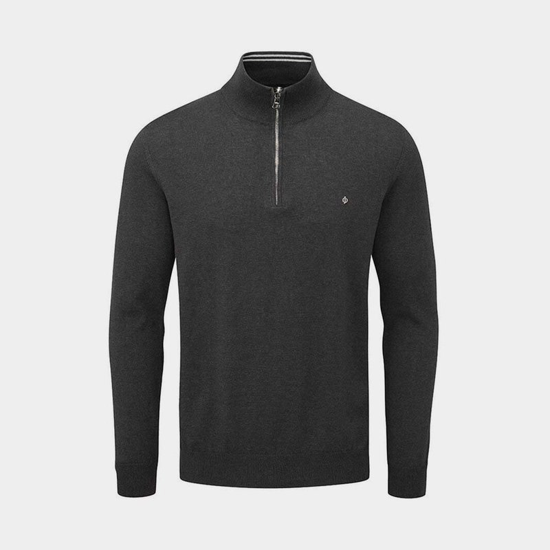 Oscar Jacobson Pin Cotton Zip Neck Sweater