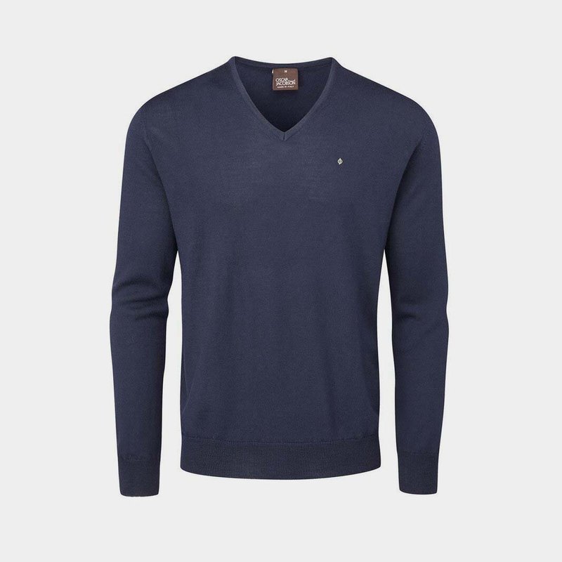Oscar Jacobson Pin Merino V Neck Sweater