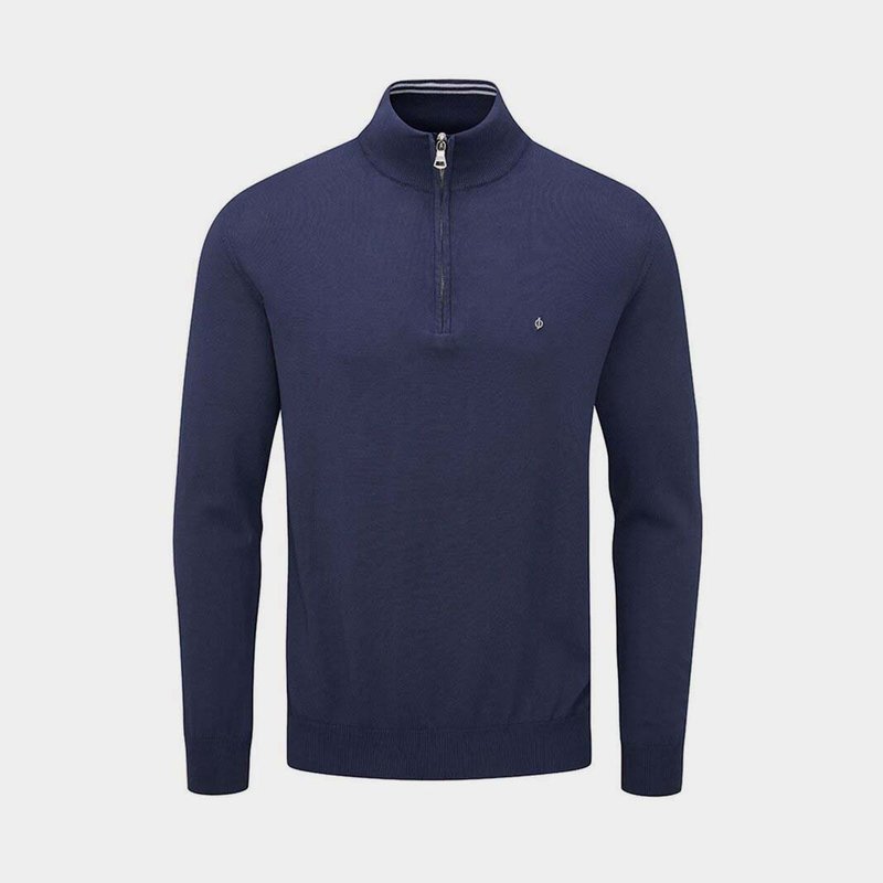 Oscar Jacobson Pin Cotton Zip Neck Sweater