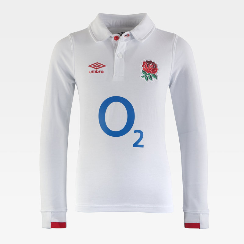 Umbro England Home Classic Long Sleeve Rugby Shirt 2020 2021 Junior