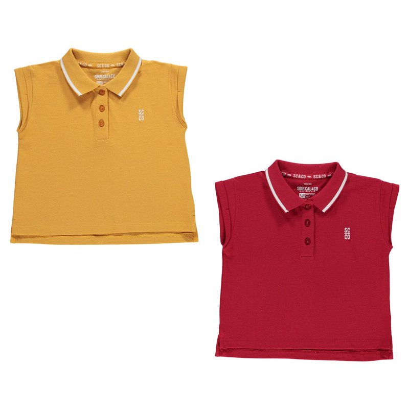 SoulCal 2 Pack Cropped Polo Shirt Junior Girls