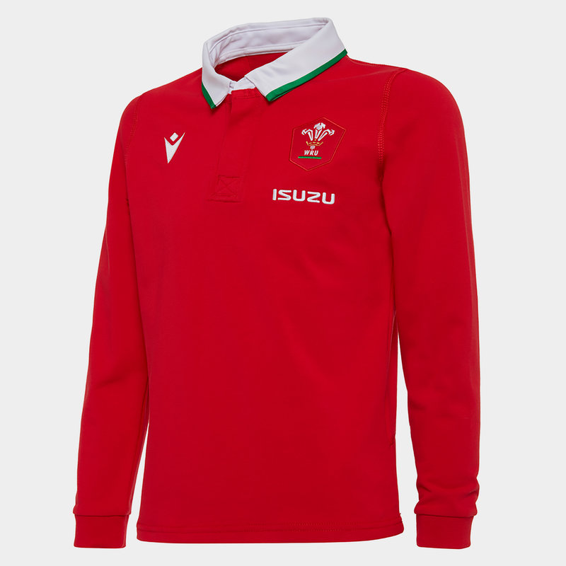 Macron Wales Classic Long Sleeve Home Junior Rugby Shirt 2020 2021