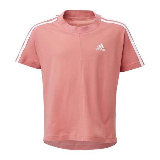 adidas 3 Stripe T Shirt Junior Girls