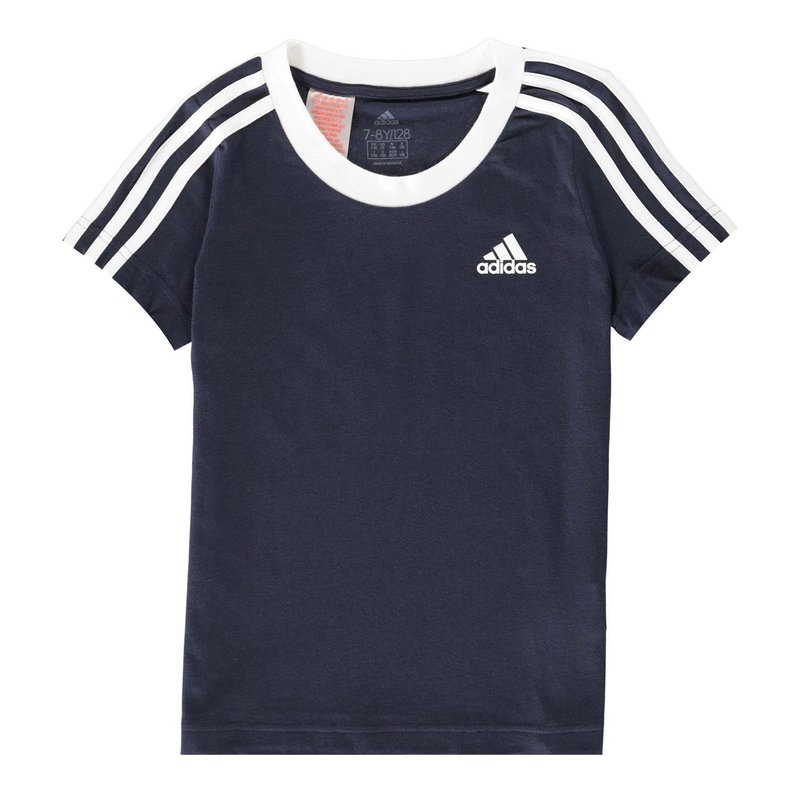 adidas 3 Stripe T Shirt Junior Girls