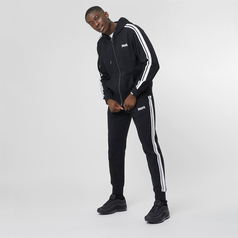 Lonsdale 2 Stripe Zip Hoodie with Logo