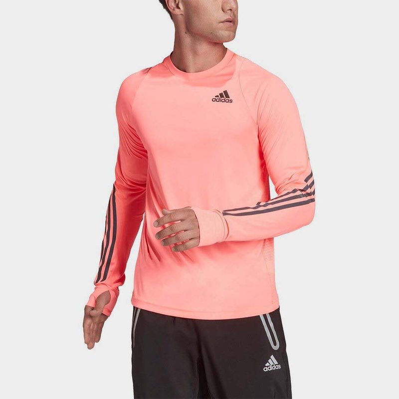 adidas 3 Stripe Long Sleeve Mens Running Top