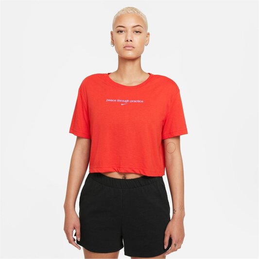 Nike Short Sleeve Yoga 2 Crop T Shirt Womens