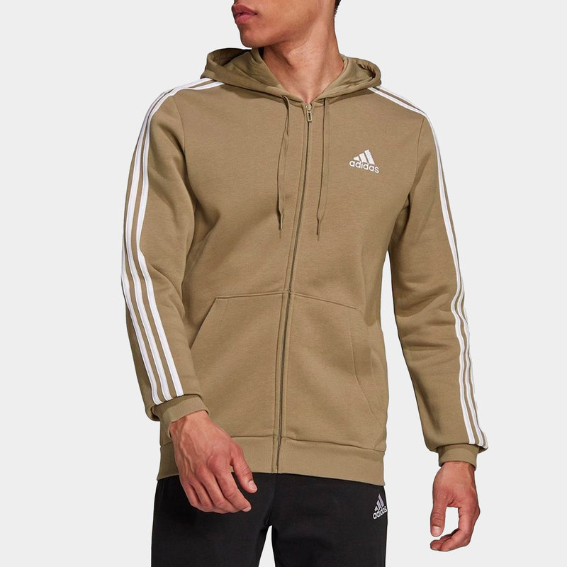 adidas Fleece 3 Stripes Full Zip Hoodie Mens